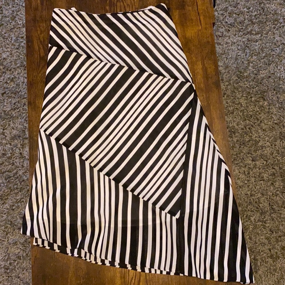 Asymmetrical striped black and white skirt
